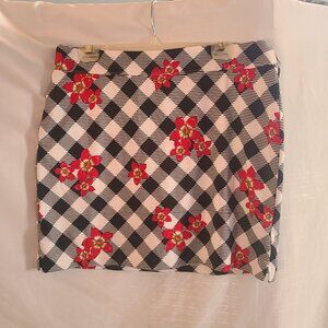 Greg Norman Skort Women's Large Black White Red Flowers Shorts Skirt